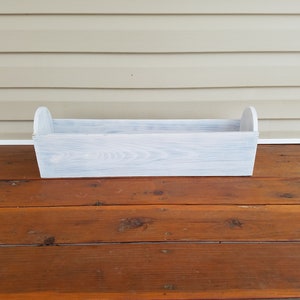 White wood planter for porch plantings, deck planters, yard flower boxes ,wedding centerpieces , farmhouse handrail planters , outdoor decor image 9