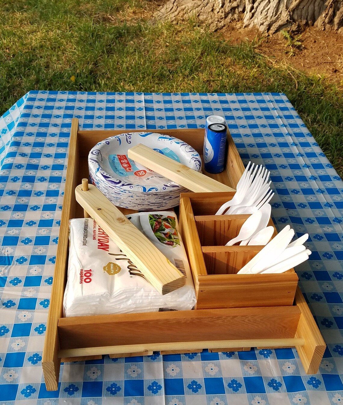 Picnic Tray Camping Tray Serving Tray Picnic Caddy Napkin Etsy