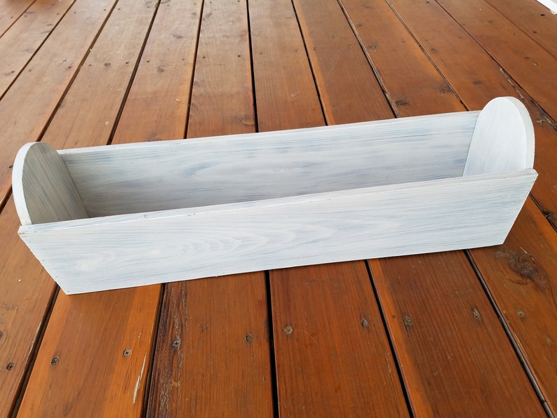 White wood planter for porch plantings, deck planters, yard flower boxes ,wedding centerpieces , farmhouse handrail planters , outdoor decor image 6