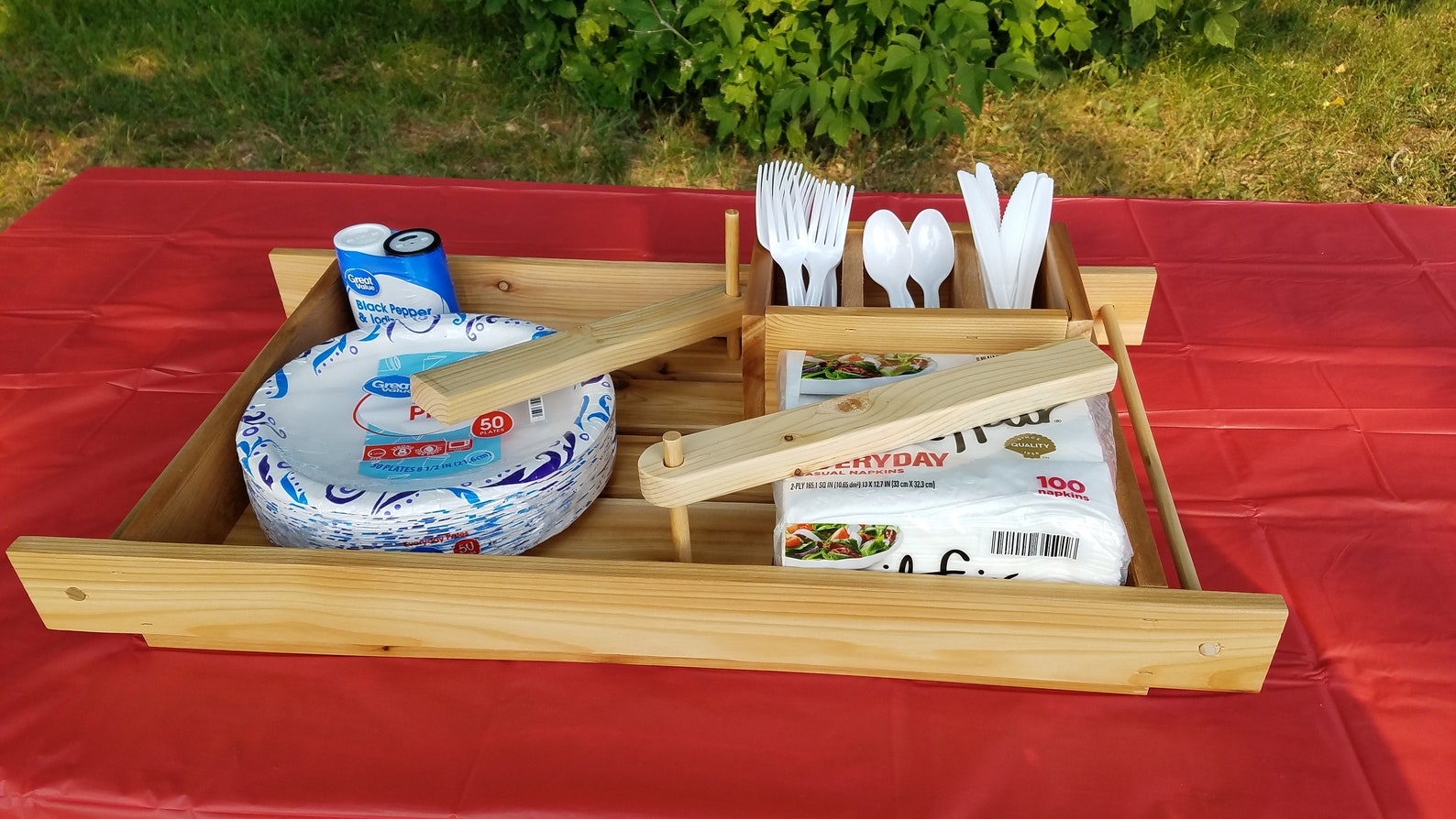 Picnic Tray Camping Tray Serving Tray Picnic Caddy Napkin Etsy