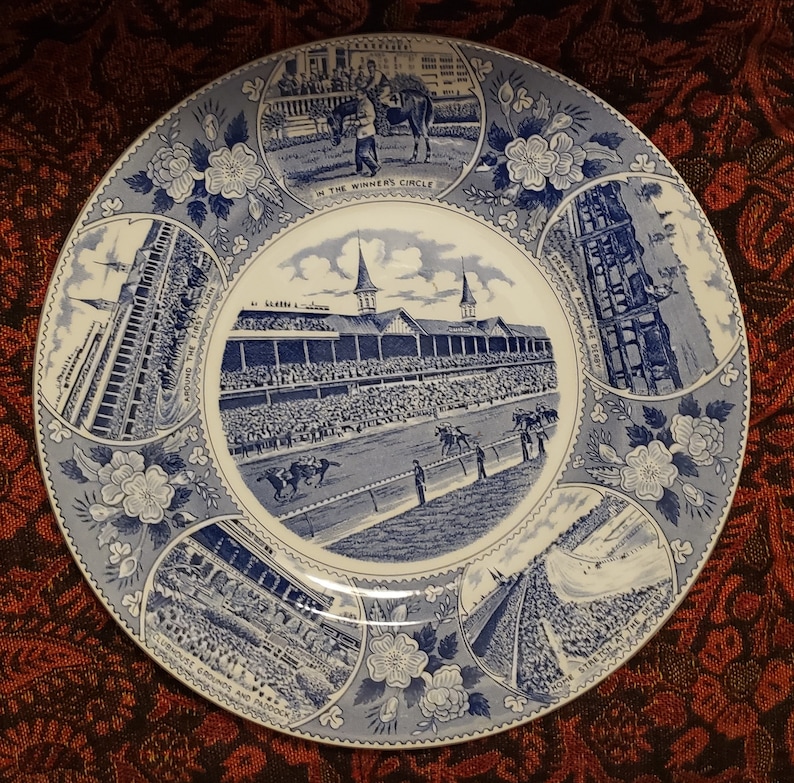 Jonroth England Kentucky Derby Plate 1976 Bold Forbes Staffordshire England Wood Sons Ltd Center View May 1 1976 Dinner Plate