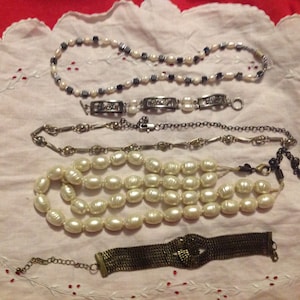 Vintage Costume Jewelry Lot Necklaces Bracelets Rings Earrings Items Shown in Pics Mixed Lot Sold As Is