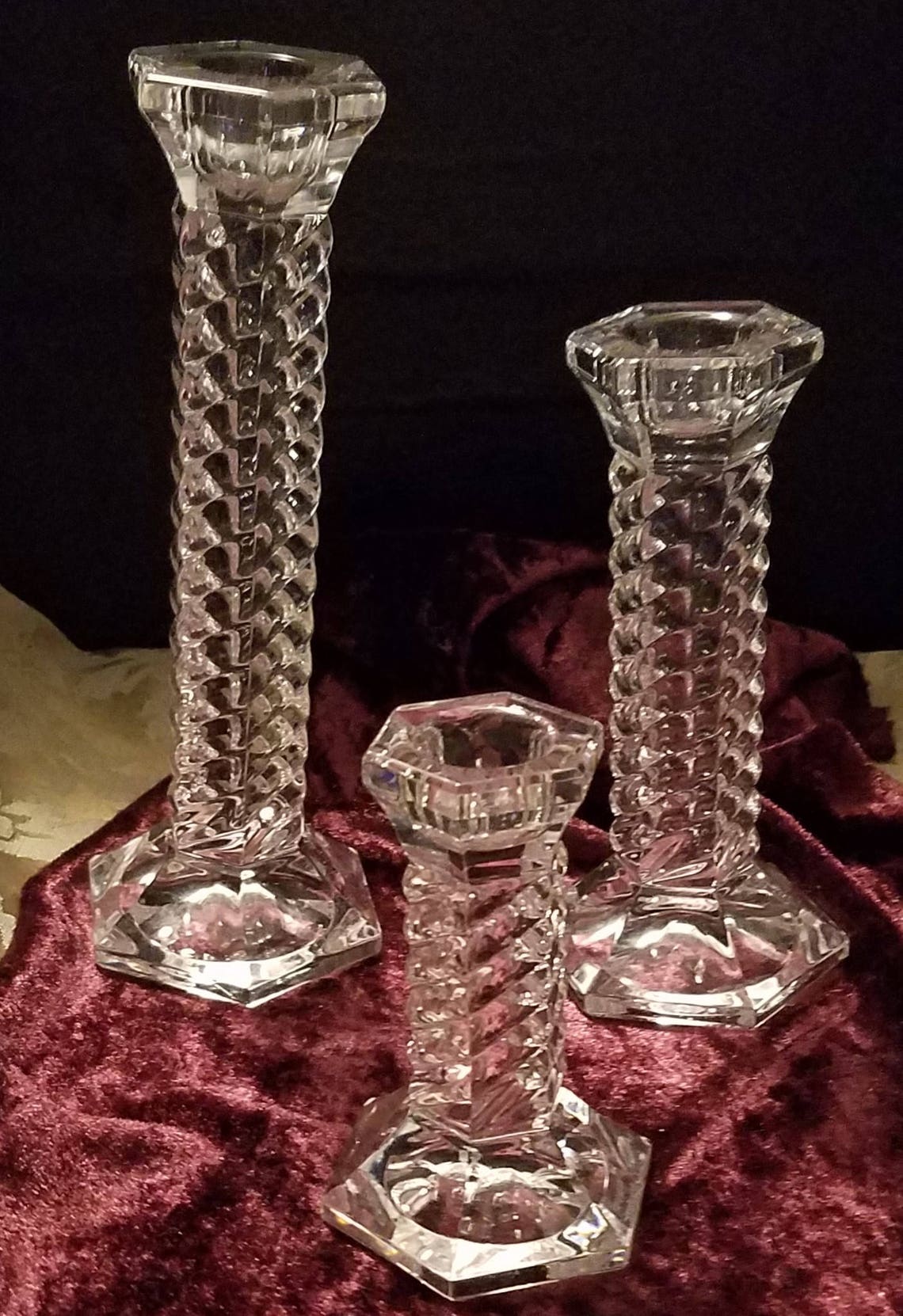 Vintage Waterford Marquis Monaco Candlesticks Set of 3 Twisted Etsy