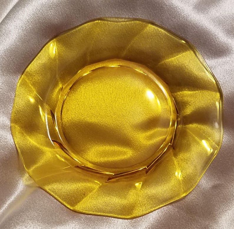 Rare Vintage Marked Heisey Elegant Glass Marigold Twist Dessert Accent Plate