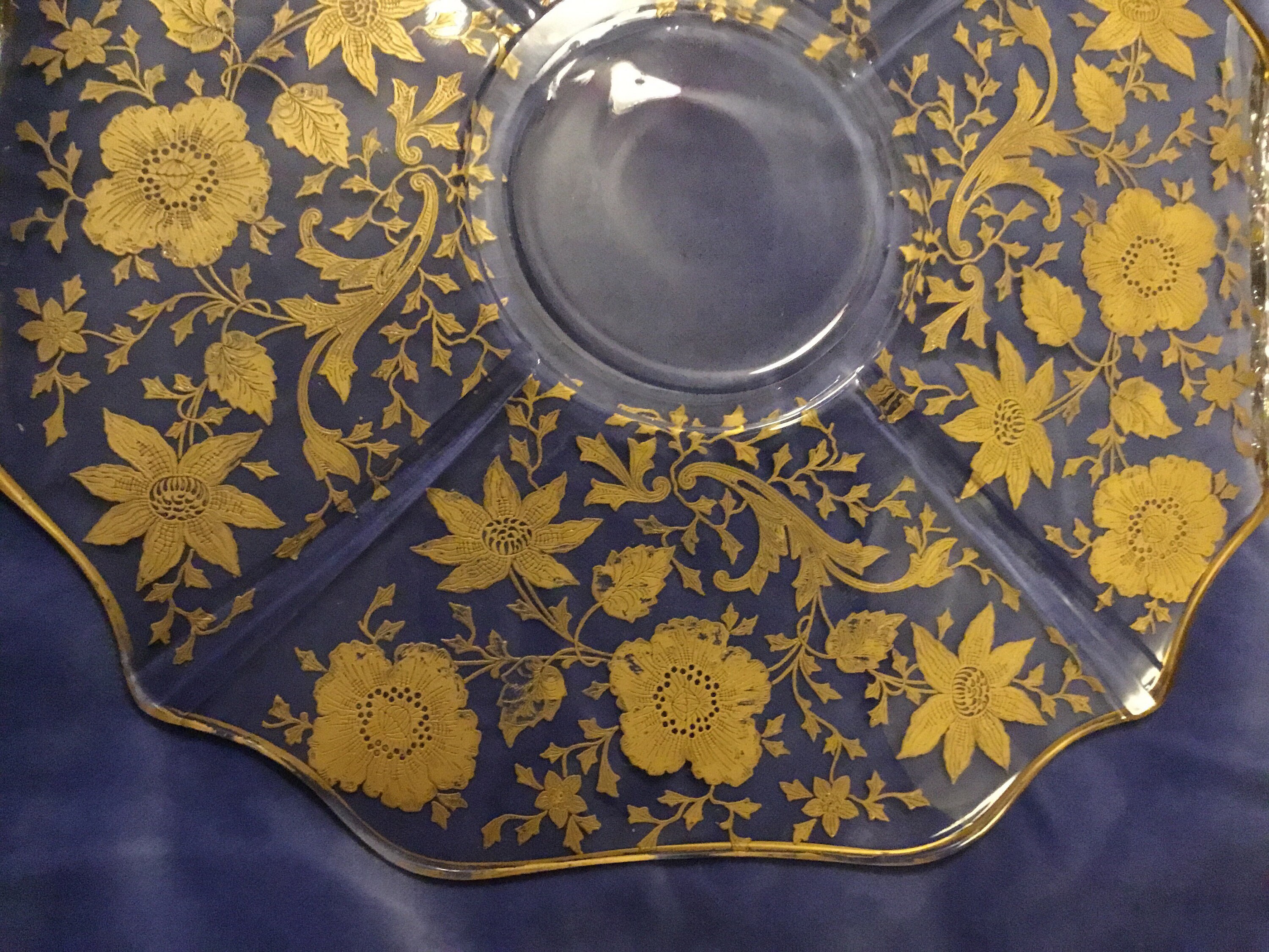 Cambridge Glass Company Etched Crystal Wildflower Pattern Gold Etsy