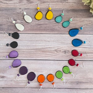 Multicolored Tagua Dangle Earrings: Handmade Fair Trade Jewelry