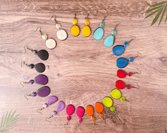Colorful Tagua Earrings: Fair Trade Boho Beaded Jewelry