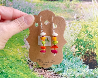 Colorful Tagua Earrings: Handmade Boho Beaded Jewelry