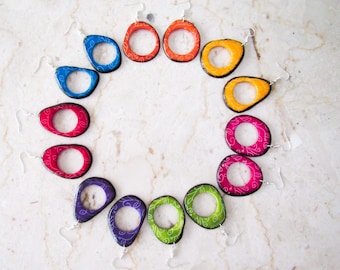Colorful Tagua Dangle Earrings: Fair Trade Boho Jewelry