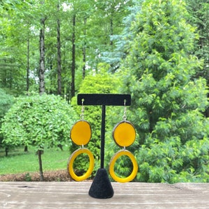 Colorful Tagua Big Earrings, Sustainable Handmade Jewelry,  Gift for Her Under 20, Fair Trade Long Chunky Earrings,  Boho Fashion Trend