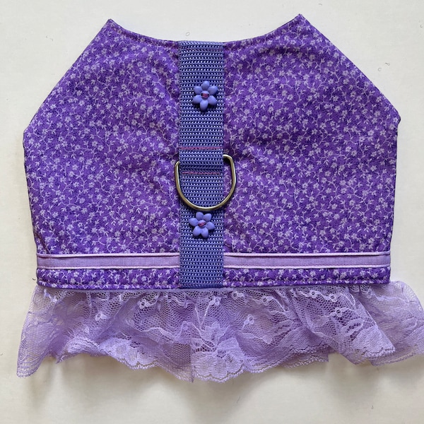 purple flower lace dog harness