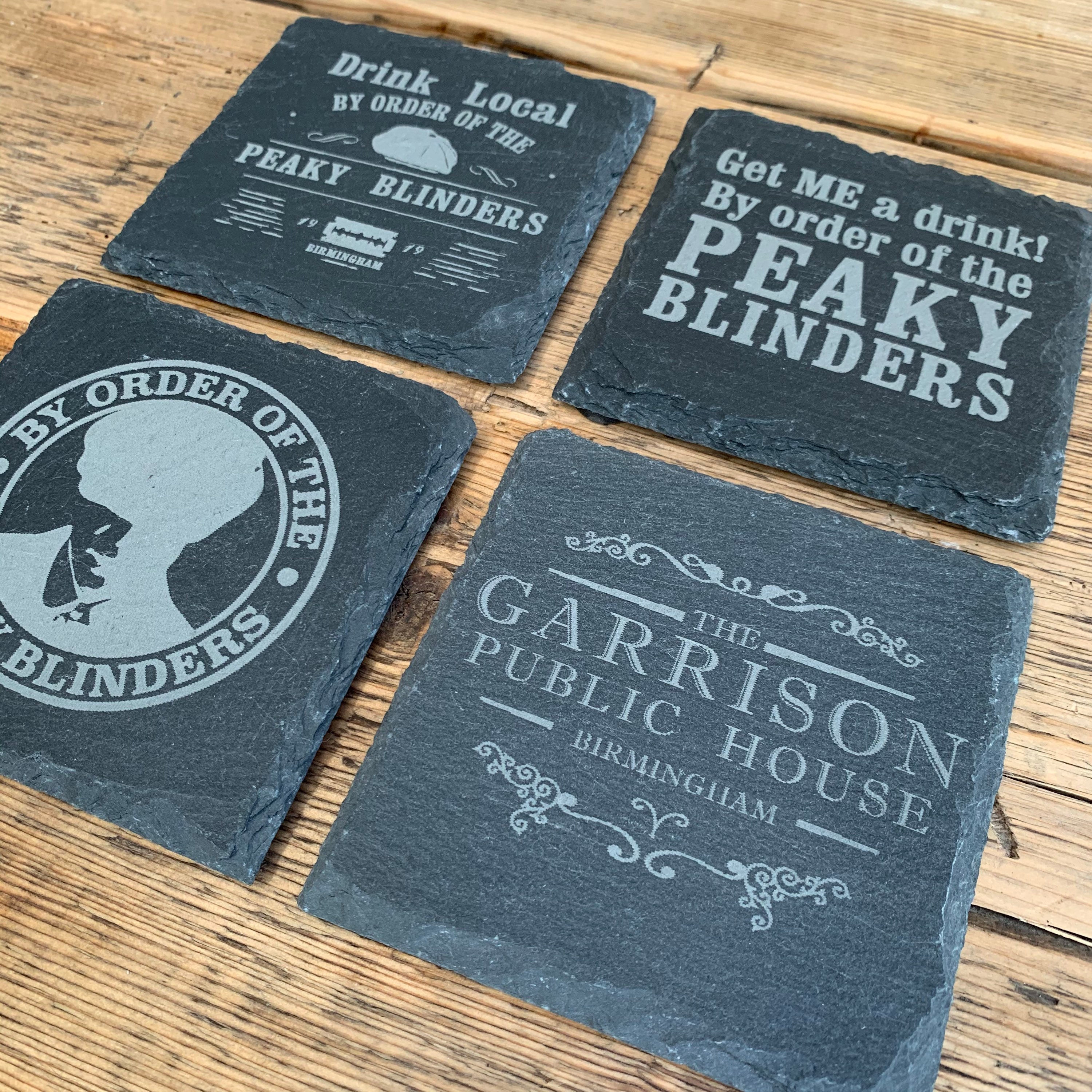 Set of Slate Four Peaky Blinder Coasters - Etsy