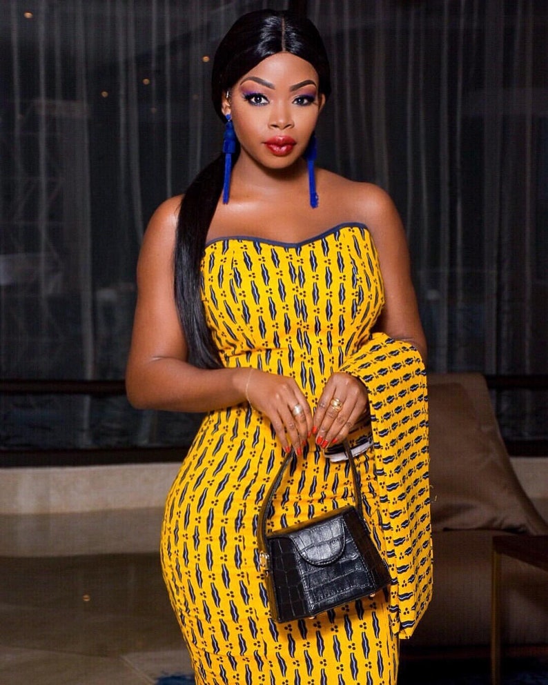 Yellow Ankara Gown African Print Long Dress