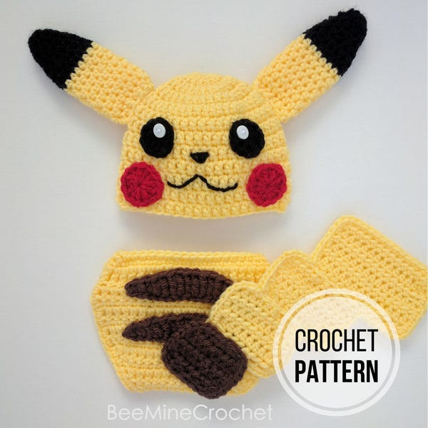 PATTERN/ Pikachu Inspired Newborn Outfit/ Crochet / English US terms Only