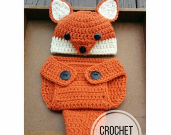 PATTERN/ Fox Newborn Outfit/ Crochet / English US terms Only