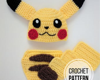 MÖNSTER/ Pikachu-inspirerad nyföddoutfit/ Virkad/ Endast engelska och amerikanska termer
