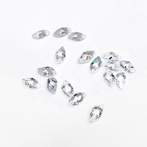 12 Pcs Crystal Cubic Zirconia Pendants, Faceted, 7 Sizes, Vintage