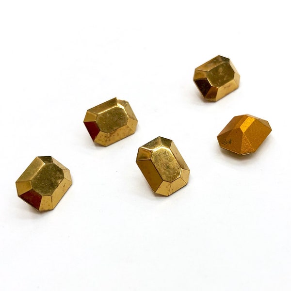 6 Pieces Comet OR Swarovski Crystal Rhinestones, 24kt Gold Coated, 8x10mm Octagon, Article #176/1 (#4600), Vintage