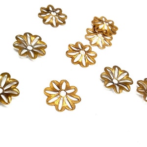 12 Pieces Floral Findings, Struck Raw Brass, Vintage, 16mm diameter 2mm thick image 2