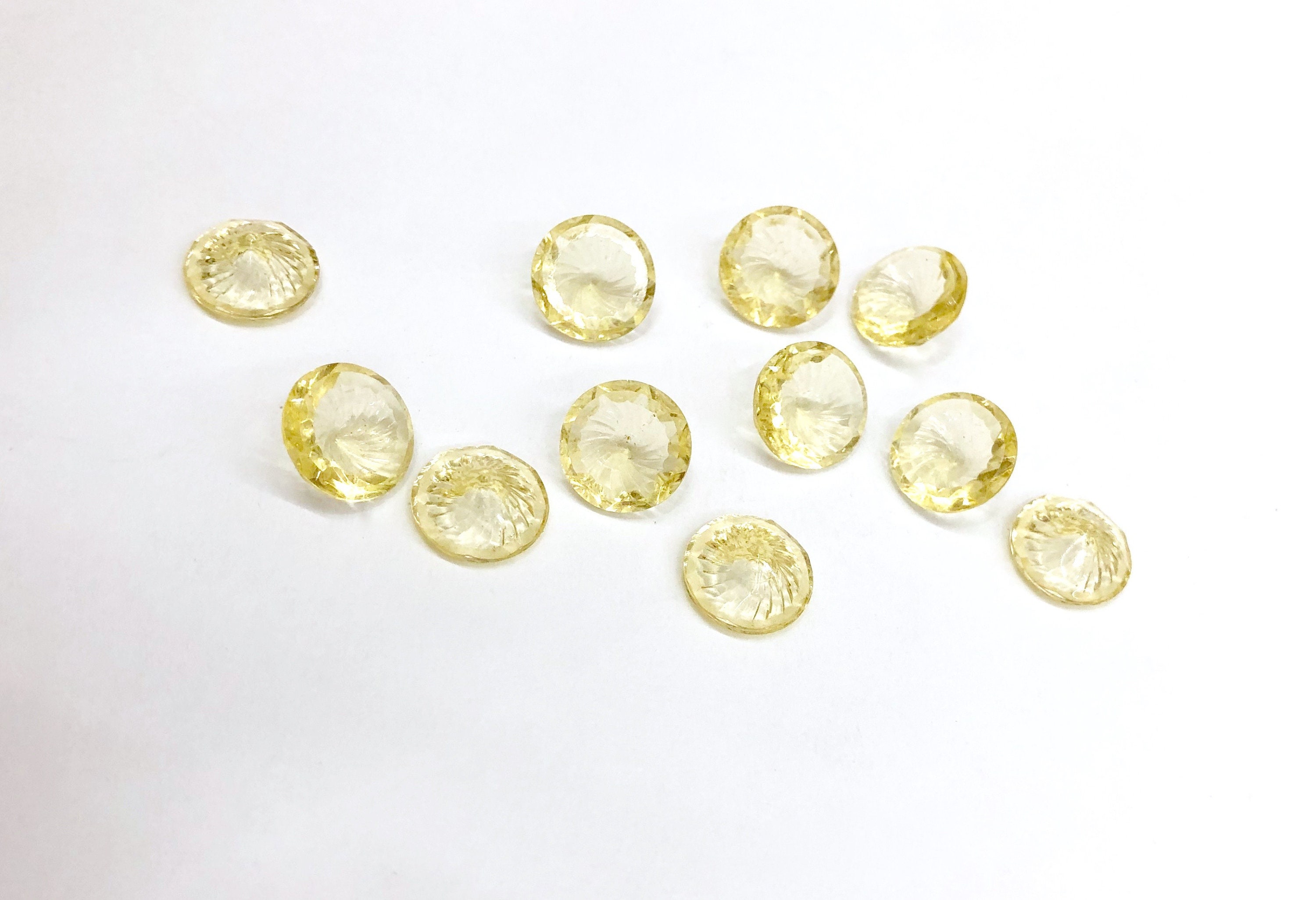 6 Pieces Jonquil Yellow Glass Stones 11mm Round 5mm Thick Etsy