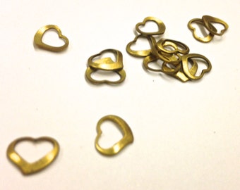 20 Pieces Raw Brass Heart Cut Out Stamping, Small, Vintage, 7x8mm