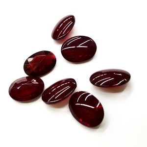 8 Pieces Siam Ruby Glass Oval Stones, Buff Top, Pointed and Faceted Back, Unfoiled, Vintage Czech, 12x16mm Oval