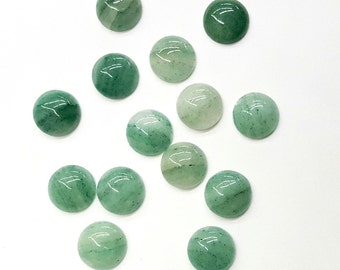 6 Cabochons en Aventurine véritable, vintage, ronds de 15 mm