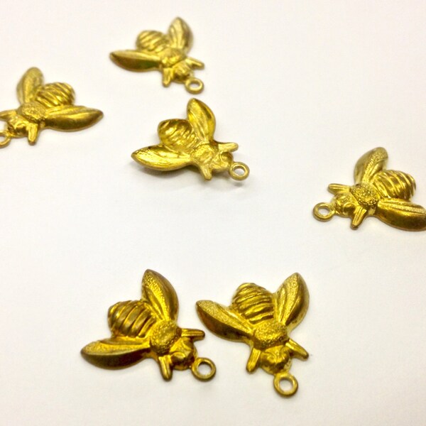 12 Pieces Raw Brass Small Bee Charm, 13x12mm, Vintage