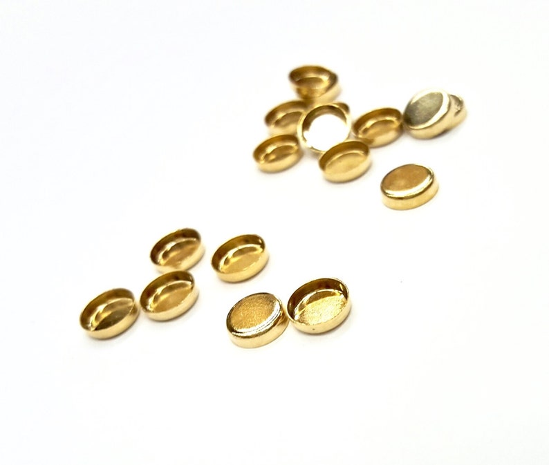 50 Pieces 7mm Round 14 Kt Gold Plated Brass Bezel Setting Etsy
