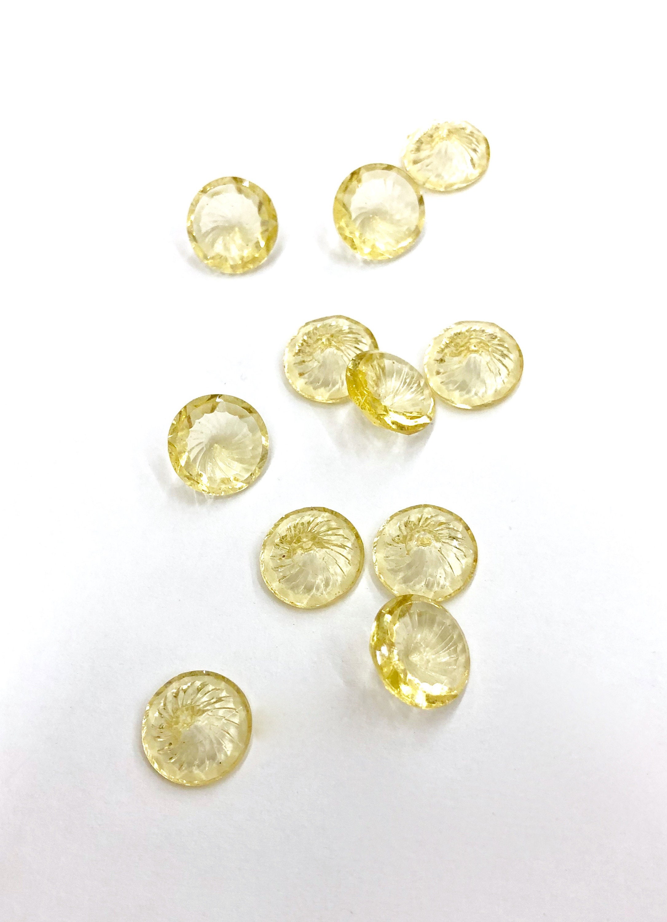 6 Pieces Jonquil Yellow Glass Stones 11mm Round 5mm Thick Etsy