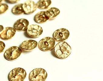 6 Gold Plated Buttons, 9mm Diameter, Button Back