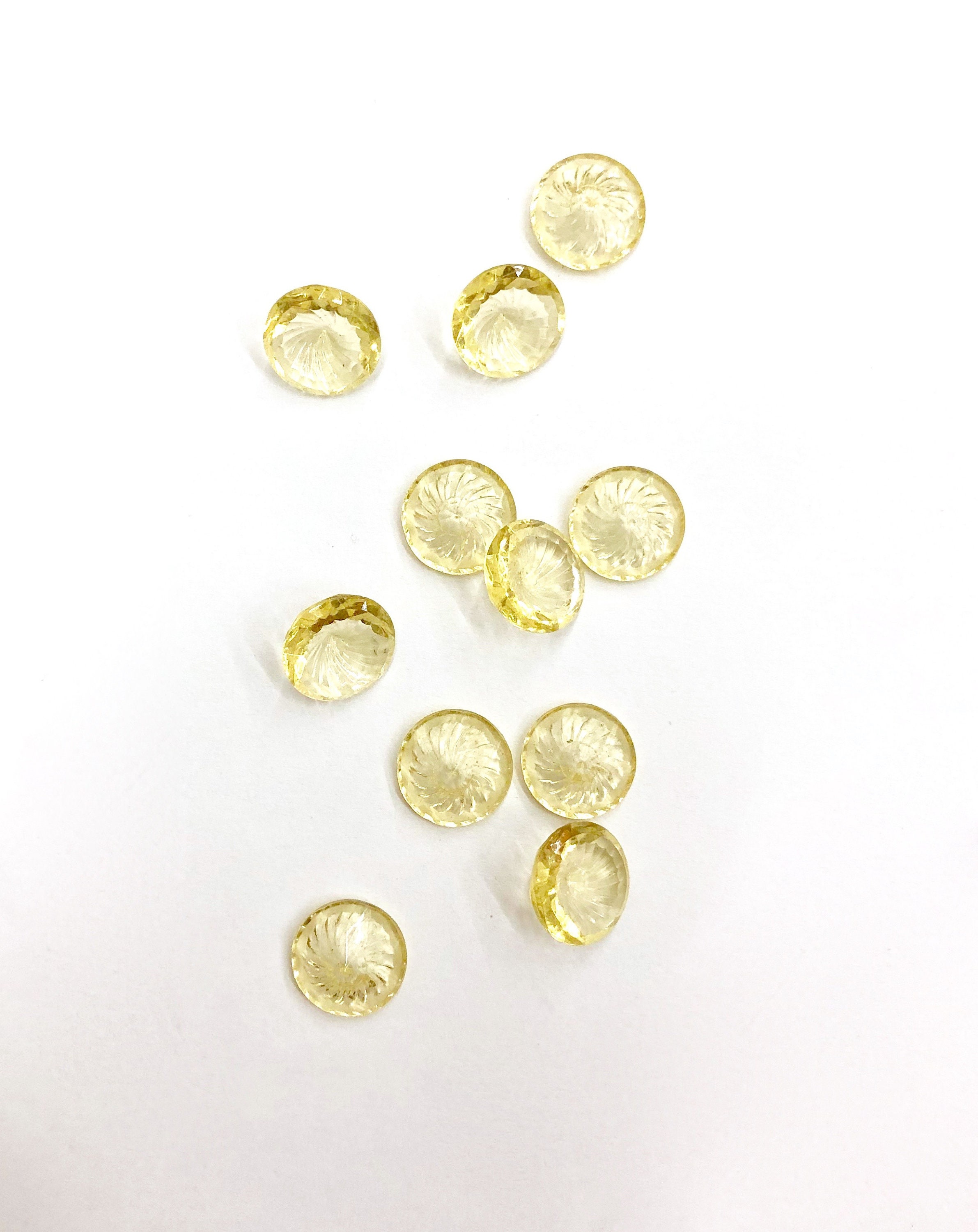 6 Pieces Jonquil Yellow Glass Stones 11mm Round 5mm Thick Etsy