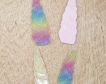 Girly Pink Unicorn Gold Horn Embroidered Felt Applique