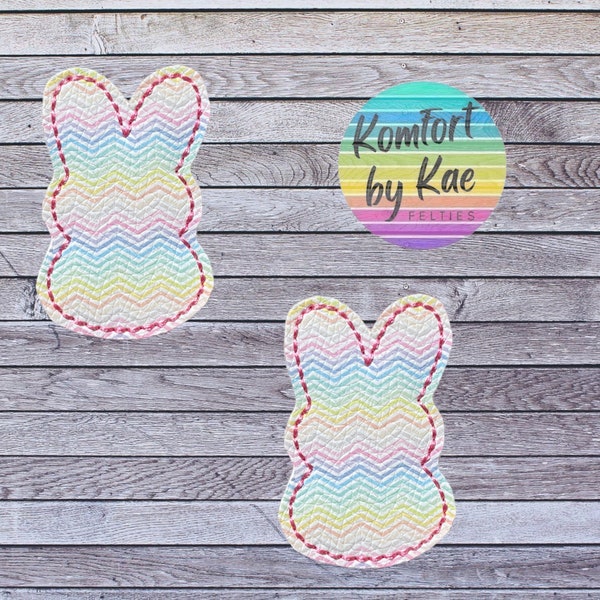 Chevron Rainbow Bunny Feltie * Felt Embellishments * Felt Applique * Hair Bow Supplies *