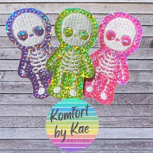 Neon Skeleton Felties * Felt Embellishments * Felt Applique * Hair Bow Supplies *