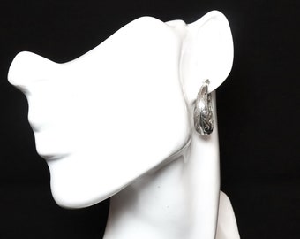 Vintage Sterling Silver Filigree Hoop Earrings: Florentine Finish, 1.25"