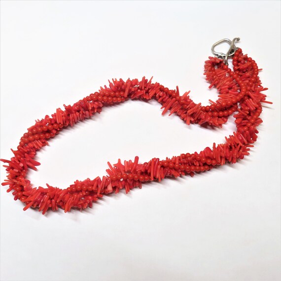 Vintage Ox Blood Red Coral Multi Four Strand Neck… - image 9