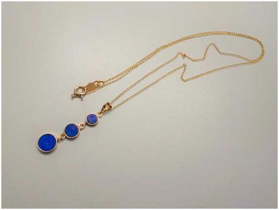 Vintage Set 14kt. Yellow Gold Lapis Lazuli Dangle… - image 9