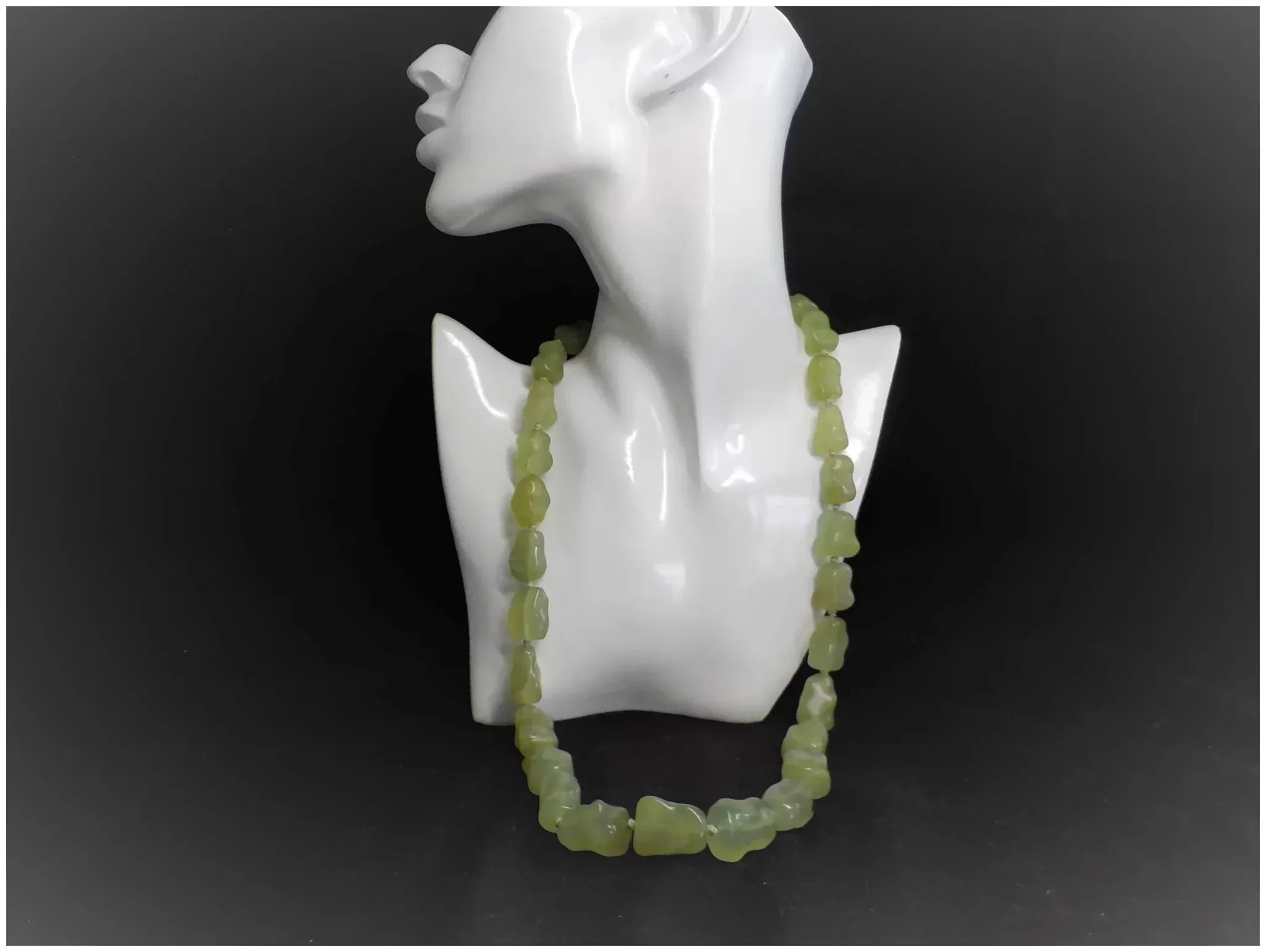 Vintage 1930's Chinese Carved Green Jade Nugget Necklace - Etsy