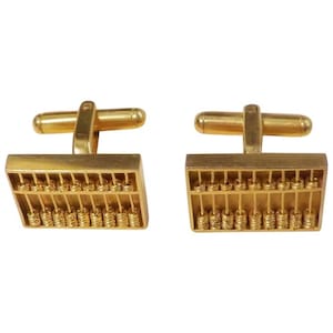 Vintage 1970&#39;s Chinese Export Abacus Gold Vermeil Sterling Silver Men&#39;s Cuff Links