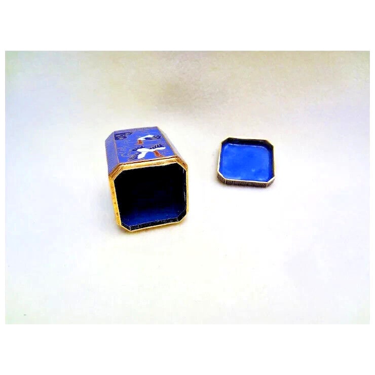 Vintage 1960's Chinese Export Octagonal Blue Cloisonne Trinket Box