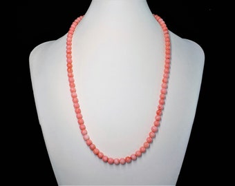 ヴィンテージ ピンクコーラル ビーズネックレス 長さ24.5インチ - Etsy