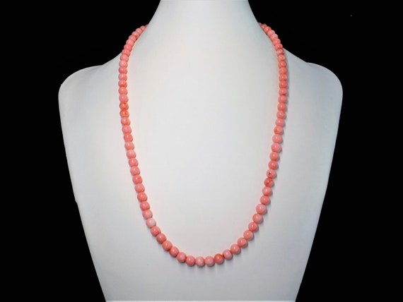 ヴィンテージ ピンクコーラル ビーズネックレス 長さ24.5インチ - Etsy