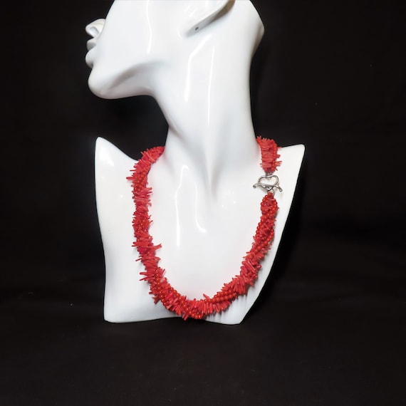 Vintage Ox Blood Red Coral Multi Four Strand Neckl