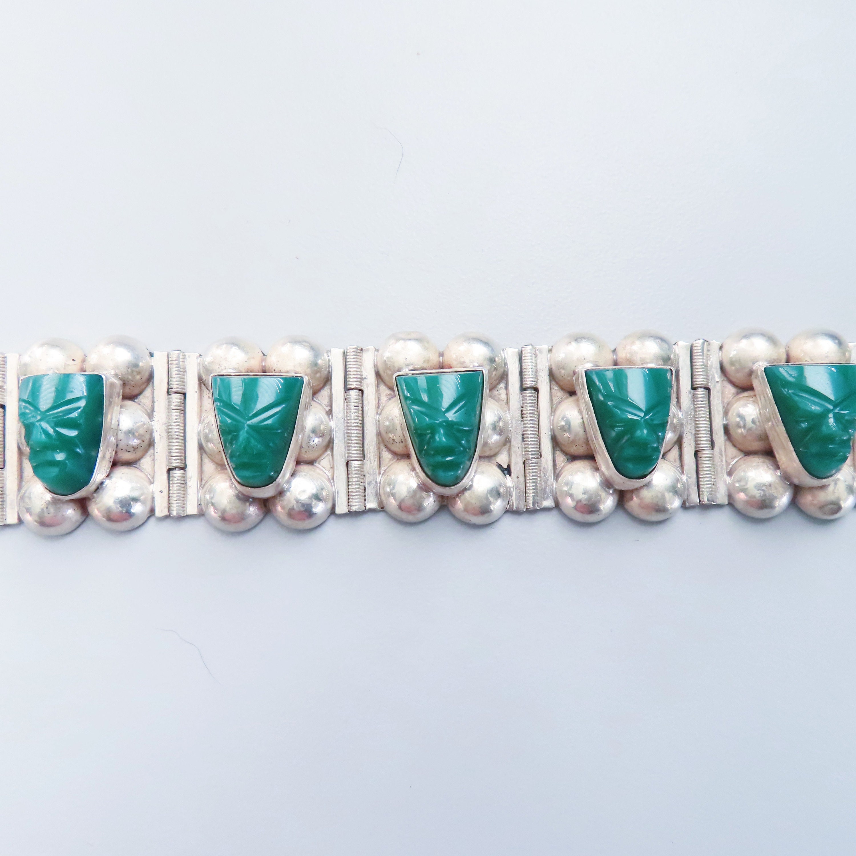 ヴィンテージ タスコ メキシコ グリーンオニキス スターリングシルバー