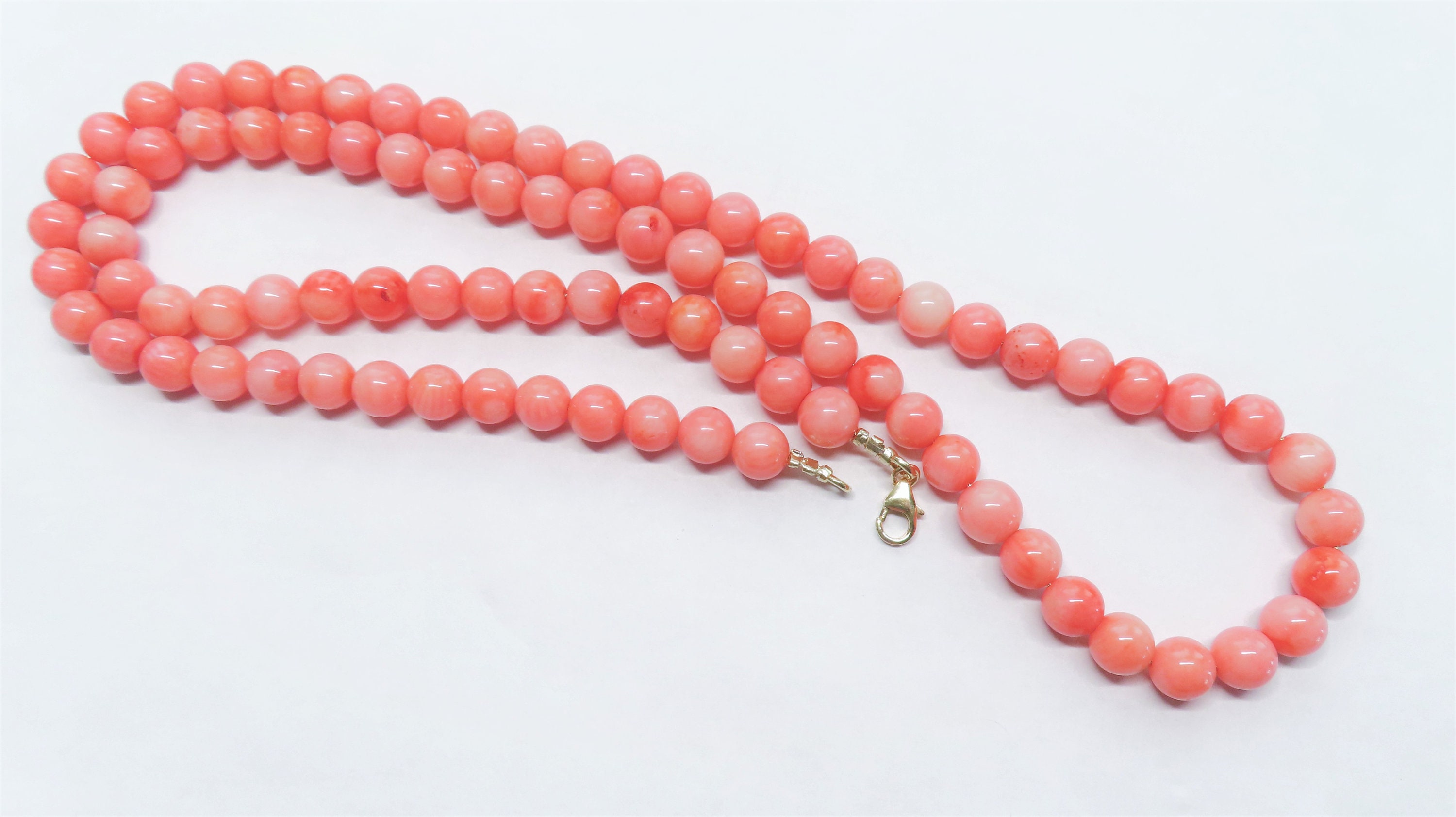 ヴィンテージ ピンクコーラル ビーズネックレス 長さ24.5インチ - Etsy