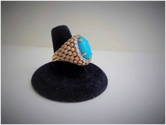 Vintage Chinese 1970's Turquoise White Topaz Verm… - image 4