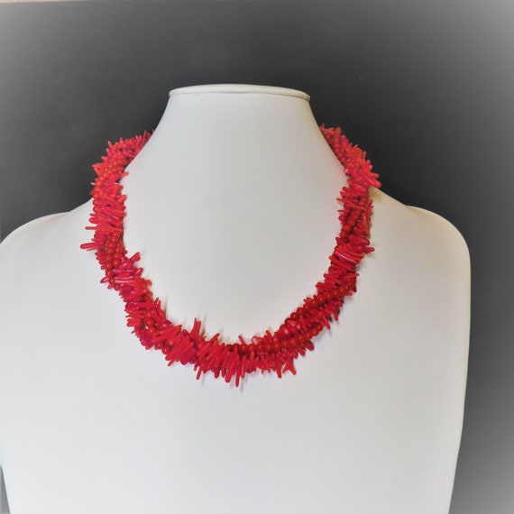 Vintage Ox Blood Red Coral Multi Four Strand Neck… - image 10