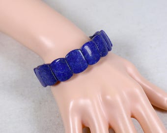 Bracciale elastico su misura in lapislazzuli blu reale, lunghezza da 6,25 a 7 pollici.