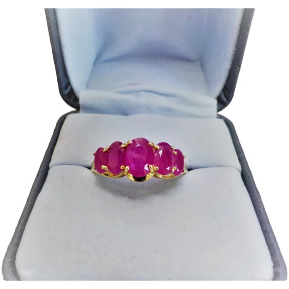 2.96 Cwt. Raspberry Red Ruby 14 Karat Yellow Gold… - image 1